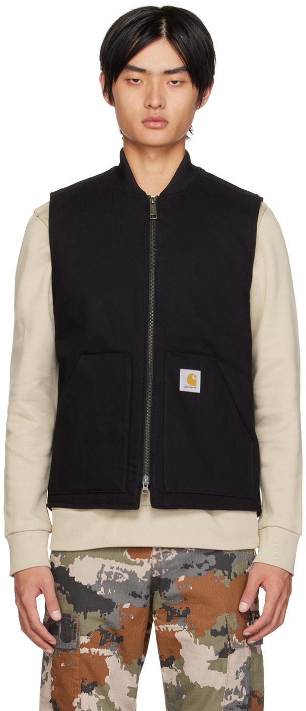 Black Stand Collar Vest by Carhartt Work In Progress on Sale