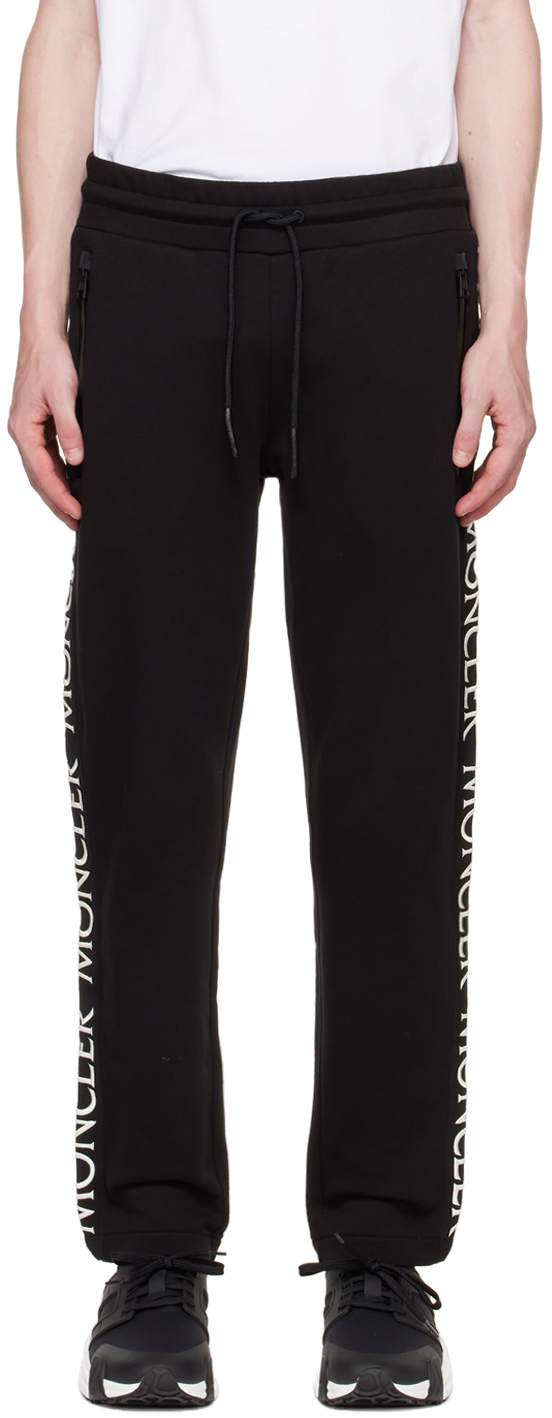Moncler Black Tapered Lounge Trousers In 999 Black