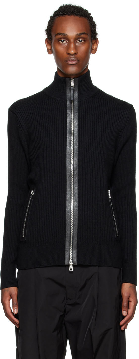 Moncler Black Lambskin Trim Sweater