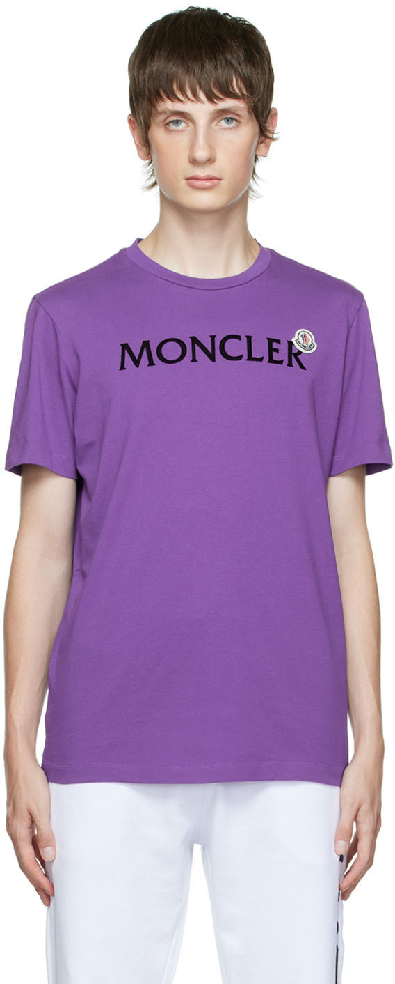 Moncler: Purple Flocked T-Shirt | SSENSE