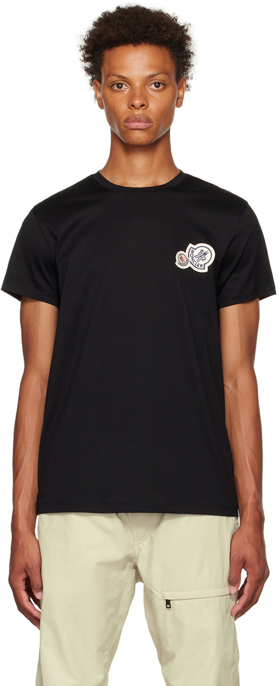 Moncler Black Double Logo T Shirt SSENSE