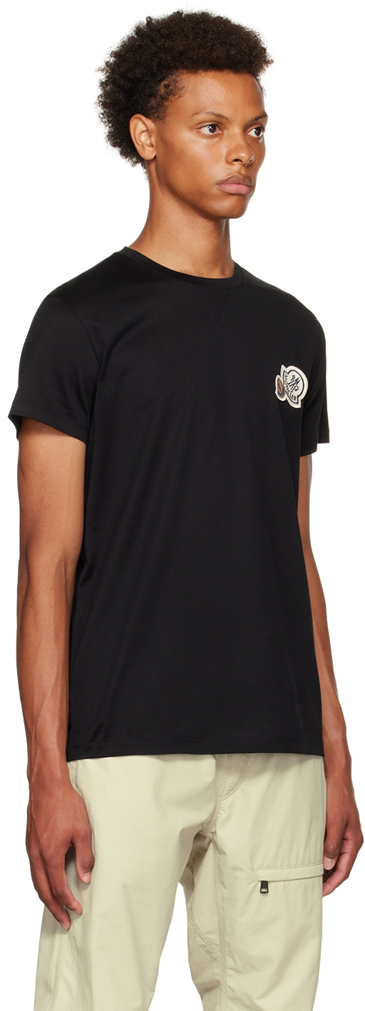 Moncler Double Logo Patch Cotton T-shirt Clothing In 999 Black