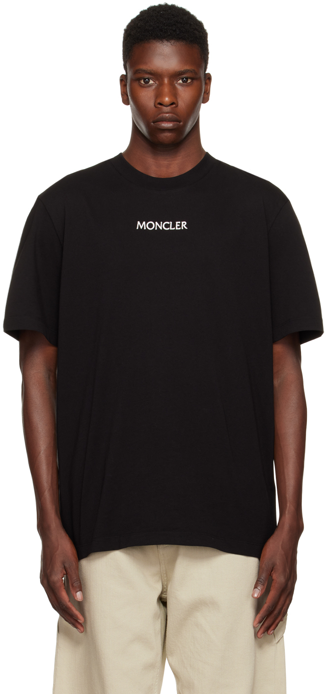 Moncler: Black Graphic T-Shirt | SSENSE Canada