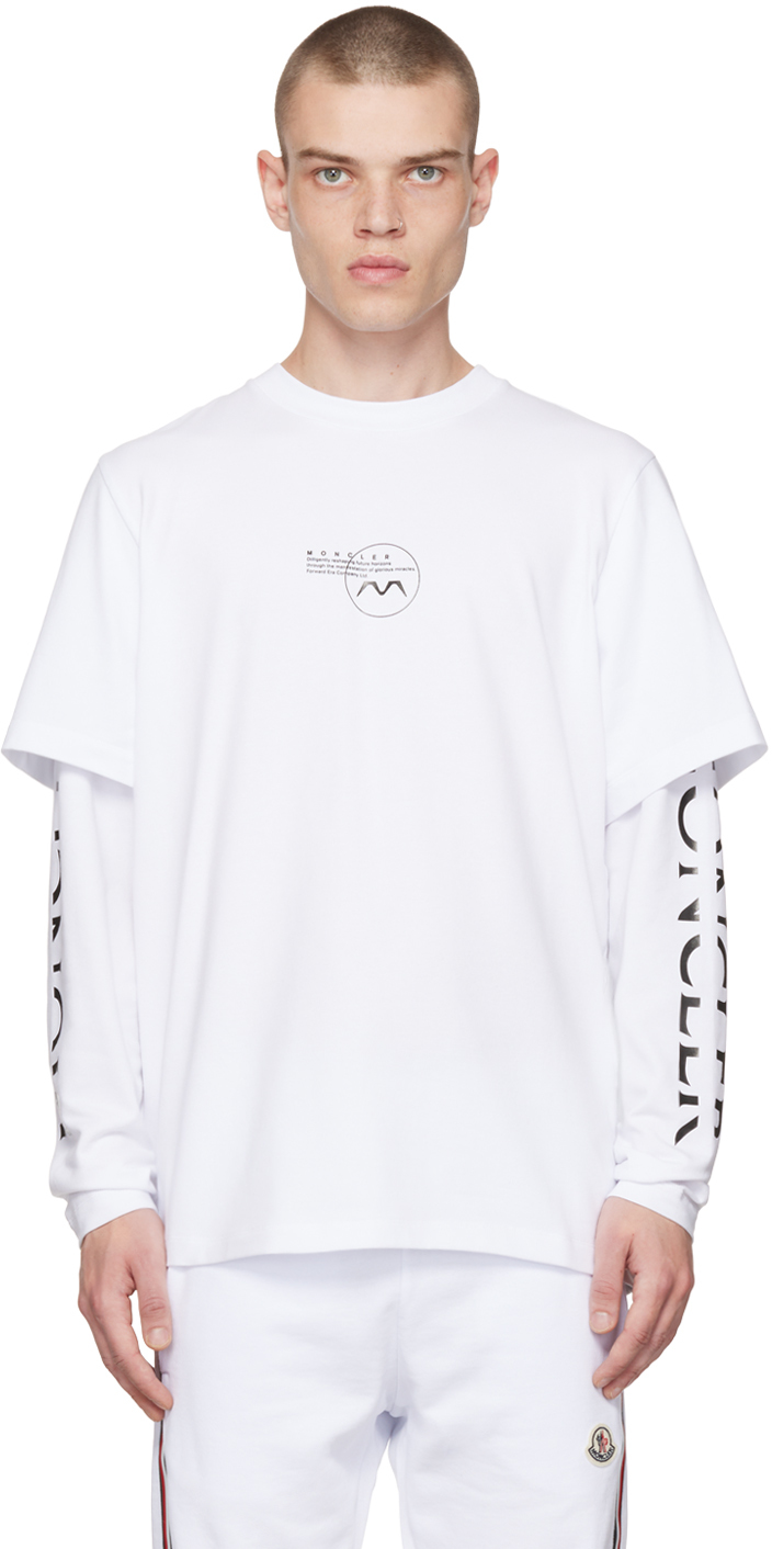 Moncler White Printed Long Sleeve T-Shirt