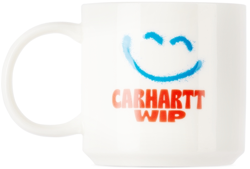 Carhartt White Happy Script Mug, 12 oz In D6 Wax