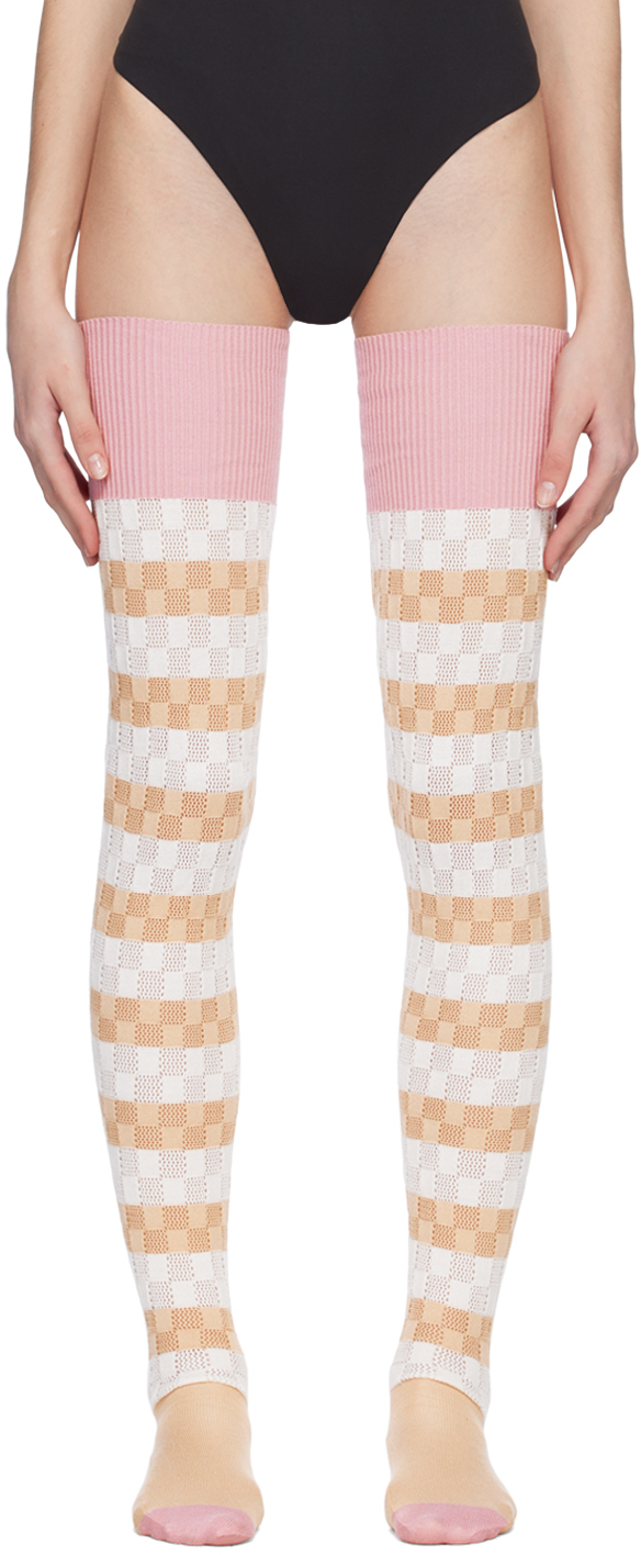 ANDREJ GRONAU SSENSE Exclusive White & Beige Socks