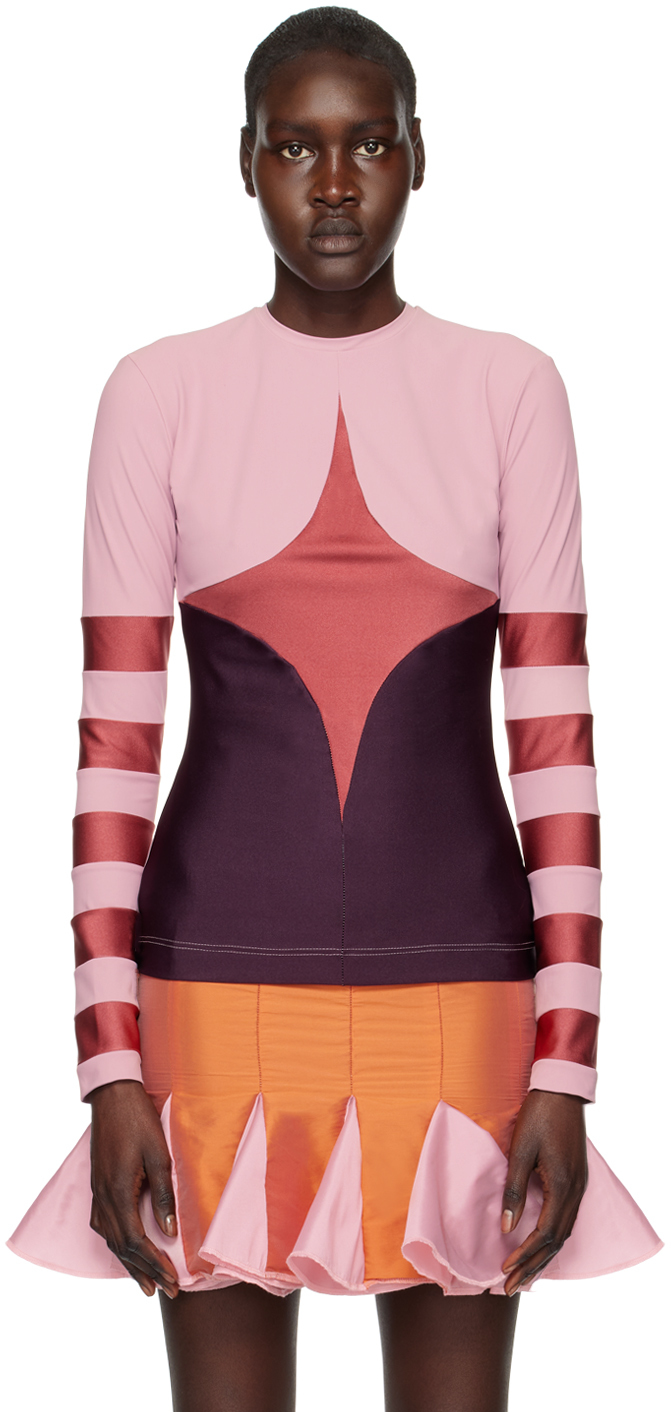 ANDREJ GRONAU SSENSE Exclusive Pink Patchwork Long Sleeve T-Shirt