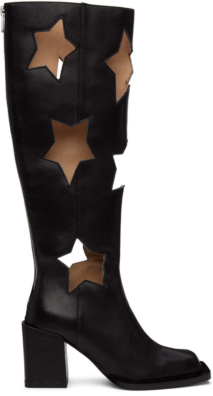ANDREJ GRONAU SSENSE Exclusive Black Star Cut Boots