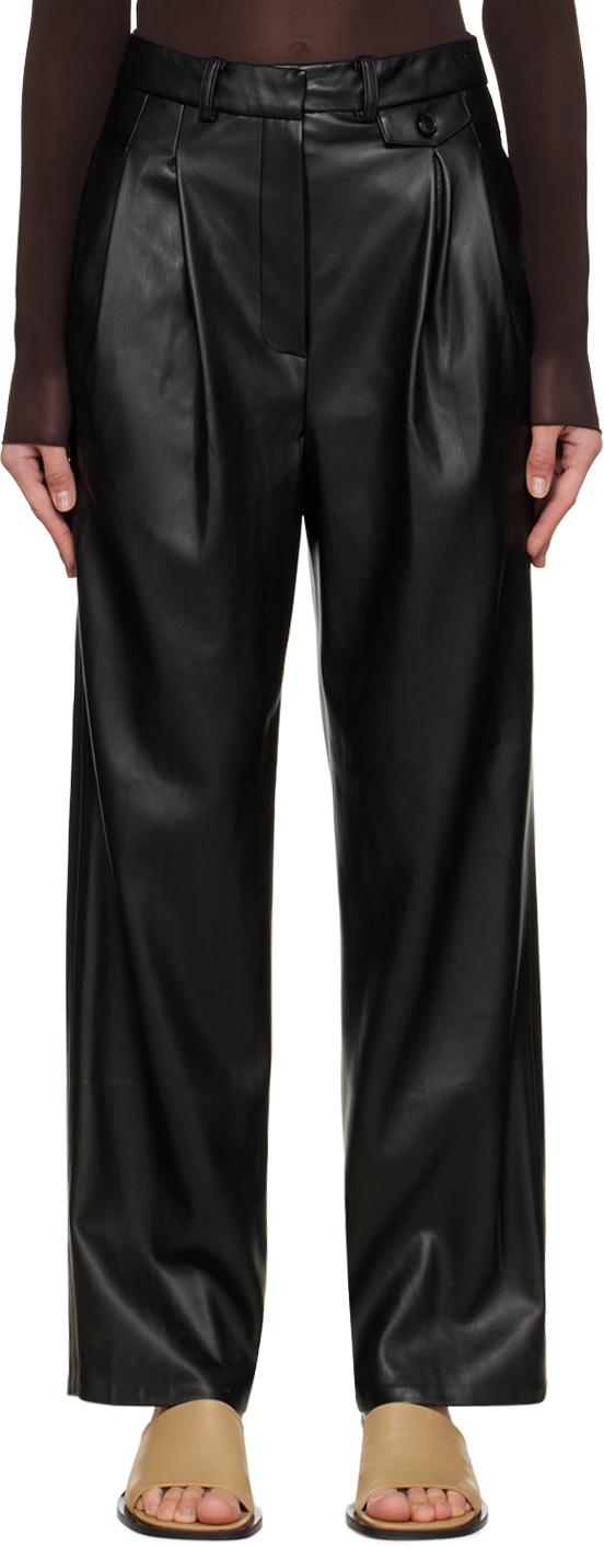 Black Pernille Faux-Leather Pants by The Frankie Shop on Sale