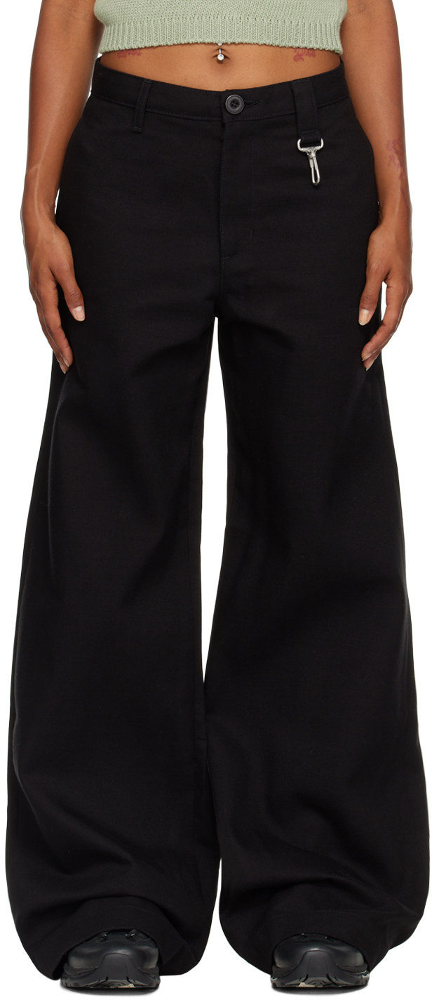 Black Wide Leg Trousers With Pockets