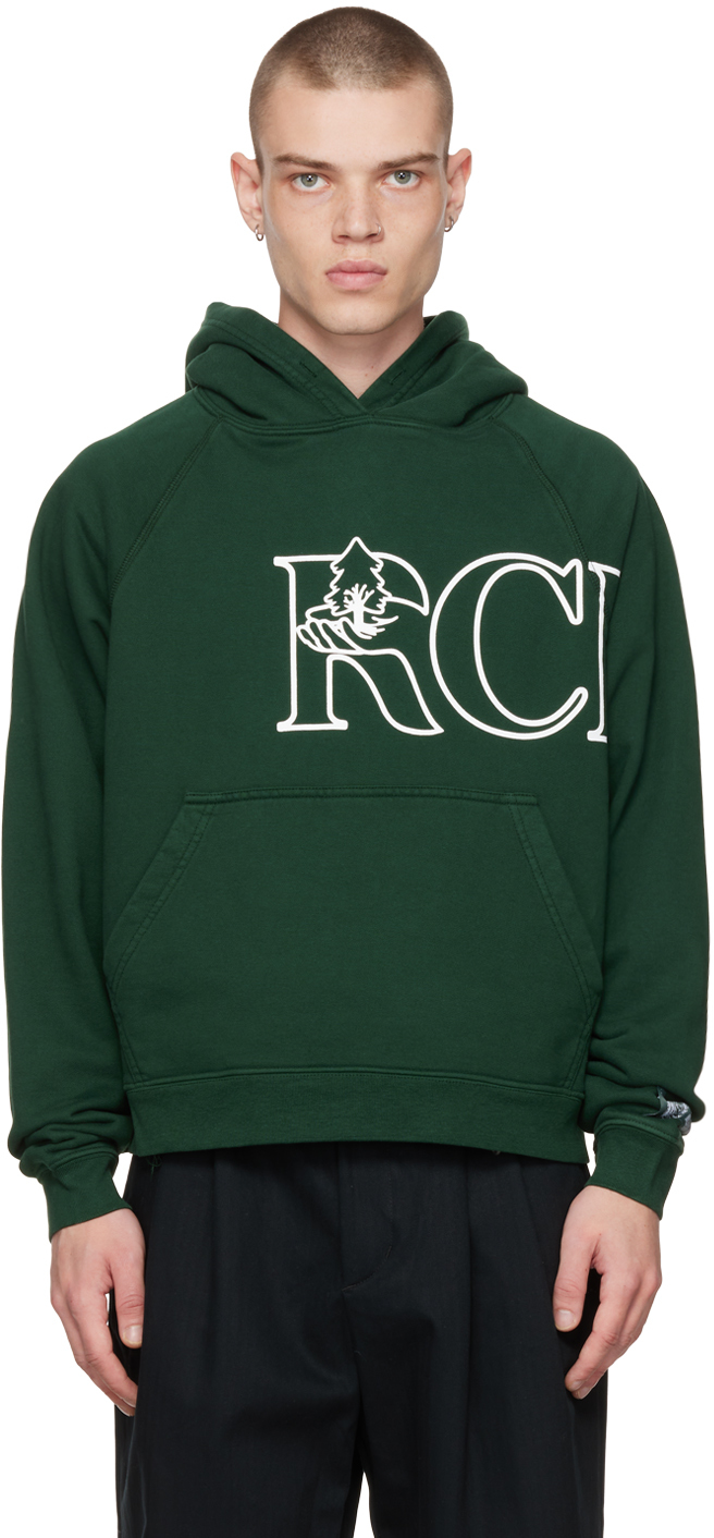 Shop Reese Cooper Green Tree Script Hoodie In Forest Green