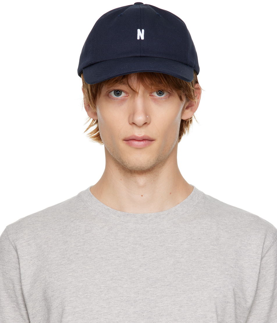 Norse Projects: Navy Embroidered Cap | SSENSE