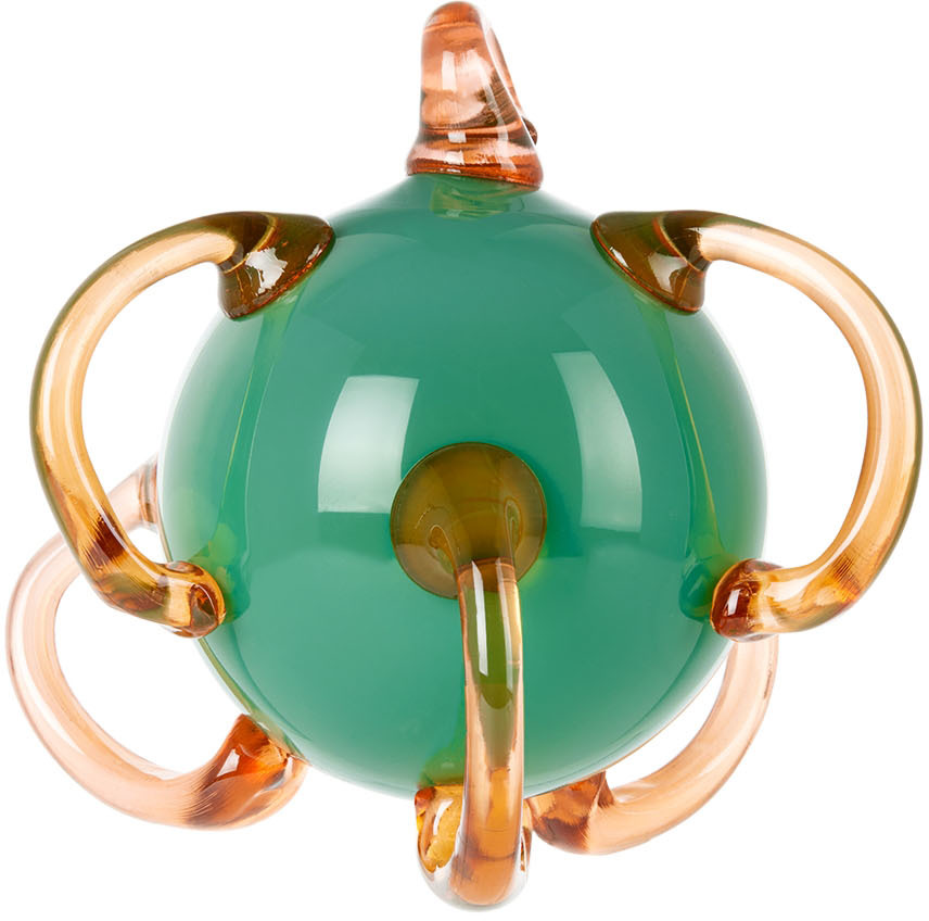 Sticky Glass Green & Orange Loop Ornament In Jade