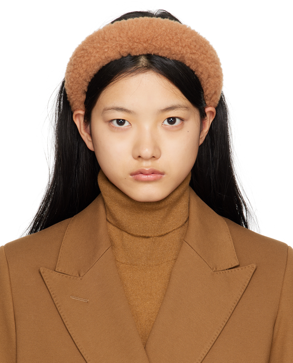 Max Mara Ovid Camel Hair And Silk Teddy Headband In 001 Camel