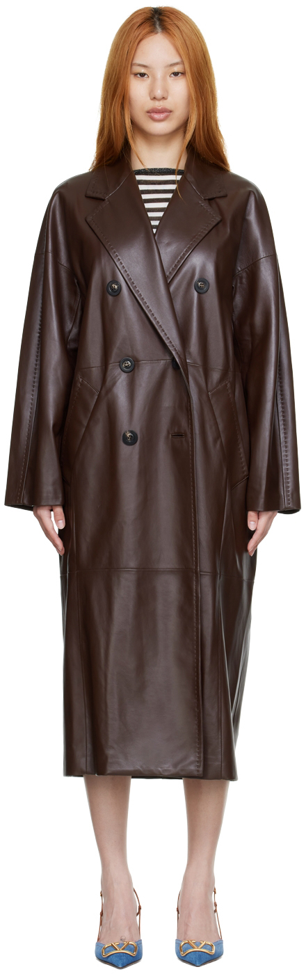 Max Mara Brown Ussuri Leather Coat