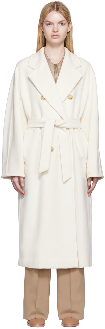 Max Mara: White Madame Icon Coat | SSENSE Canada