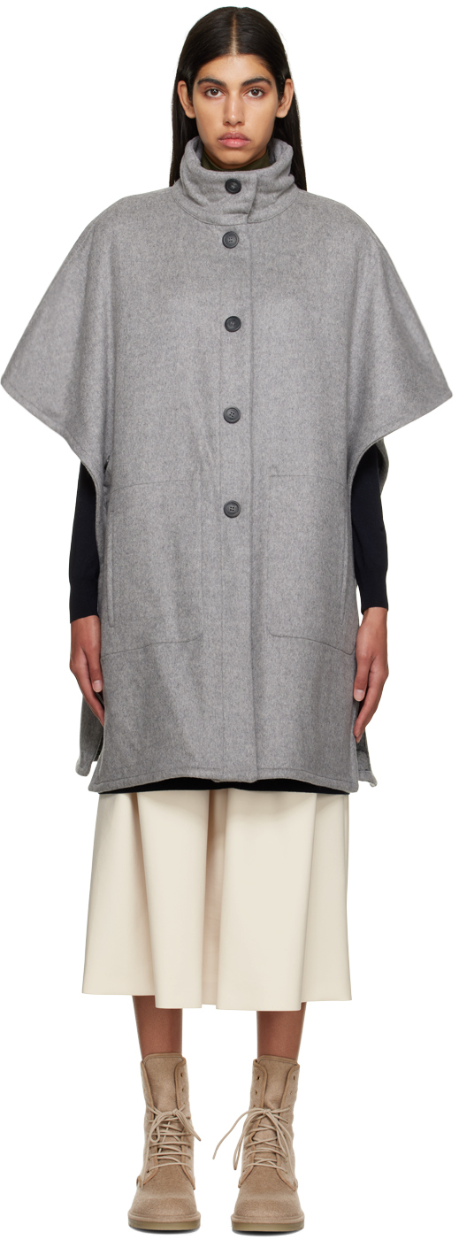 Max Mara Grey Monogram Coat In 002 Pearl Grey