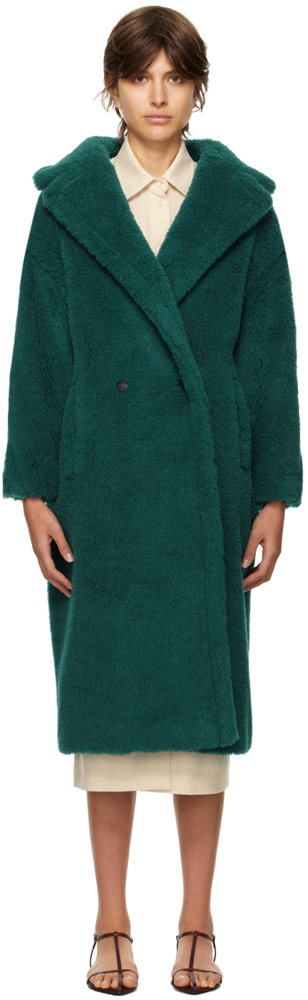 Max Mara: Green Teddy Bear Icon Coat | SSENSE