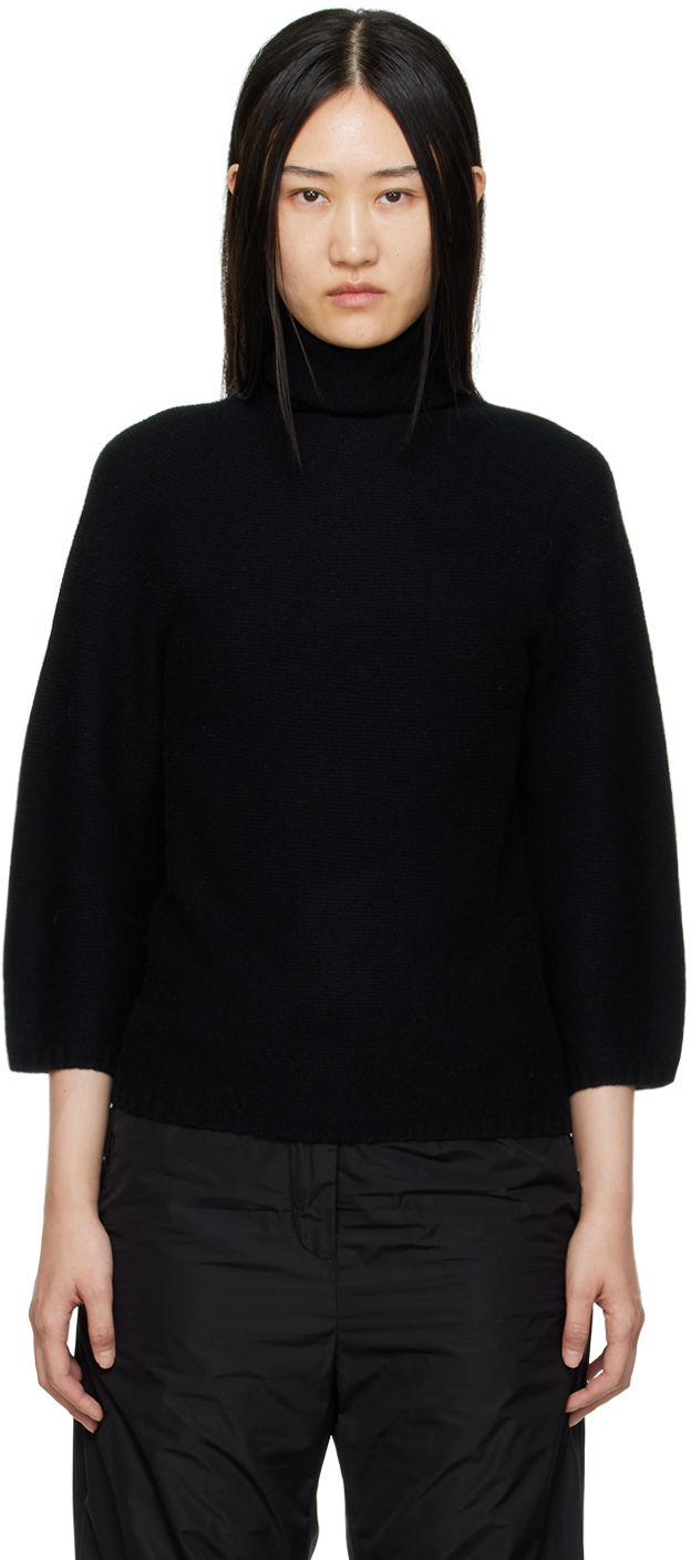 SSENSE Women Clothing Sweaters Turtlenecks Black Paneled Turtleneck 