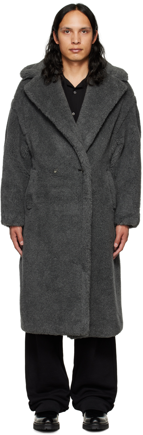 Gray Teddy Bear Icon Coat SSENSE Men Clothing Jackets Fleece Jackets 
