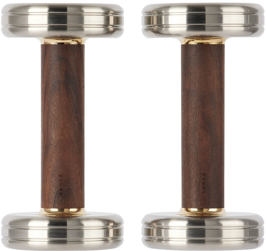 Silver Walnut Dumbbells, 6 lb by kenko SSENSE Canada