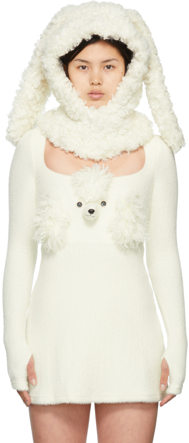 Nodress: White Fluffy Bunny Beanie | SSENSE