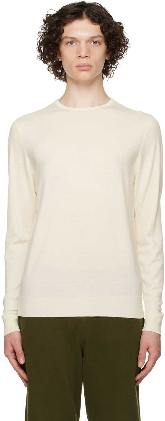 Sunspel Off-White Crewneck Sweater