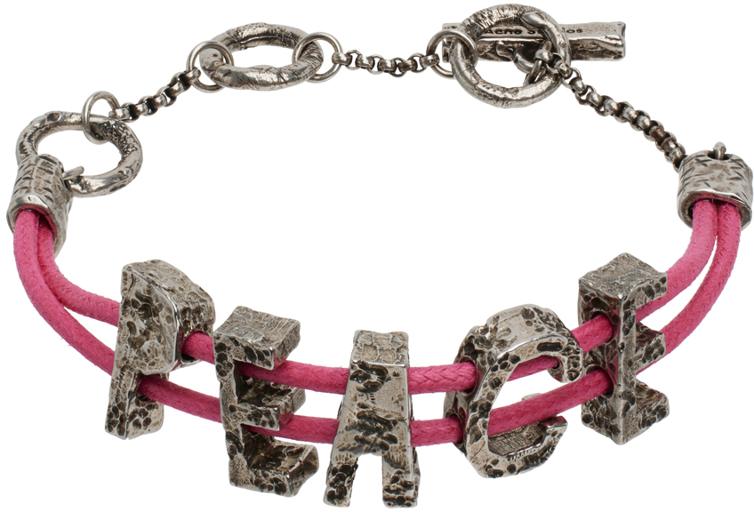 Acne Studios Pink & Silver Peace Bracelet
