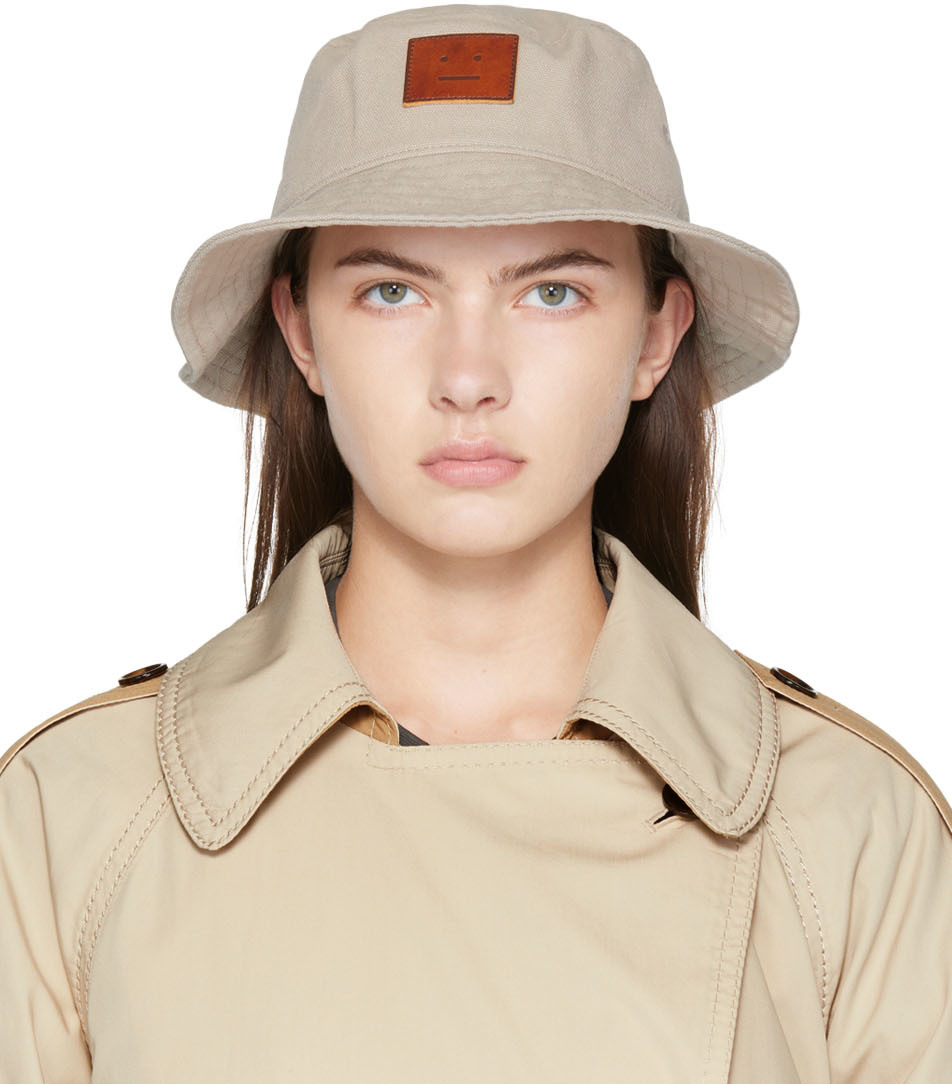 Beige Leather Patch Hat by Acne Studios on Sale