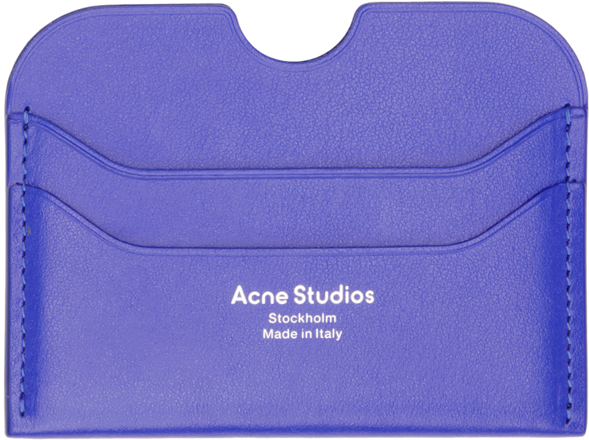 Acne Studios Blue Leather Card Holder