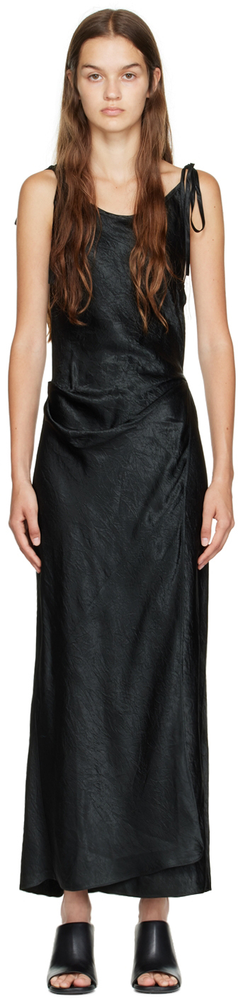 Acne Studios Black Crinkled Maxi Dress