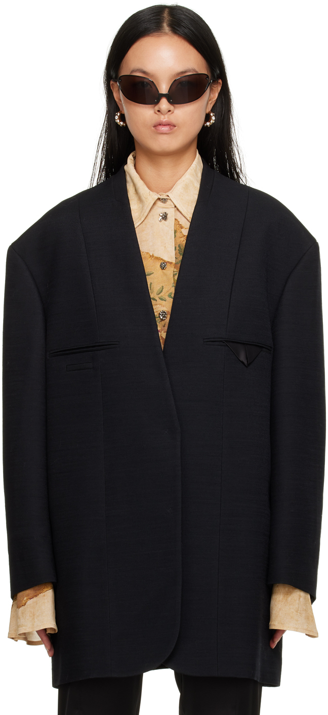 Acne Studios Black Collarless Blazer In 900 Black | ModeSens