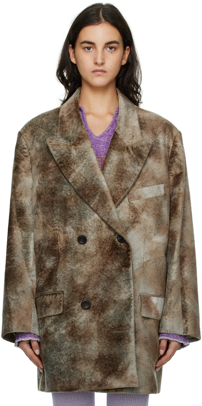 Acne Studios Taupe Double-Breasted Tailored Coat