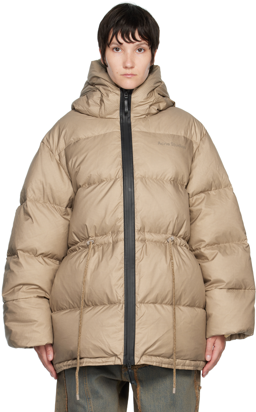 Acne Studios: Beige Puffer Down Jacket | SSENSE Canada