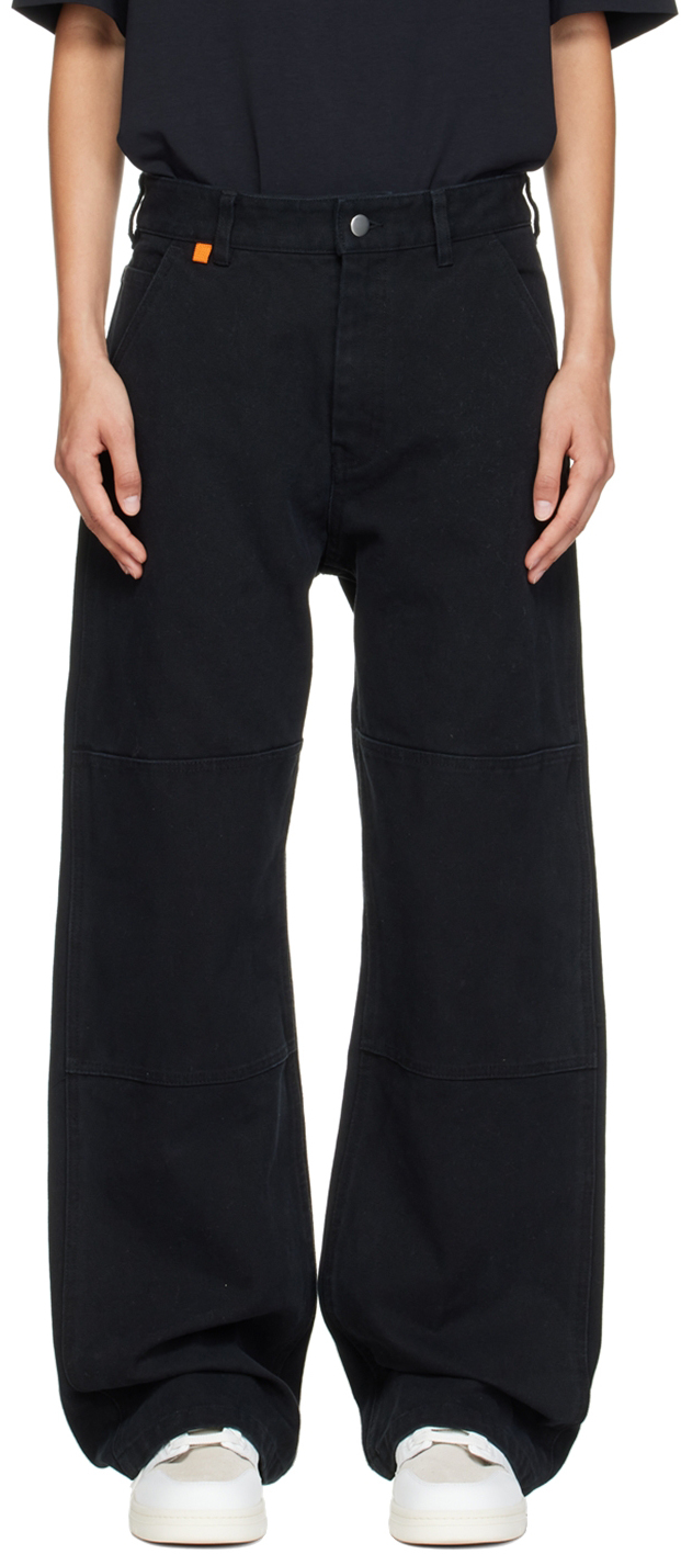 Acne Studios: Black Relaxed-Fit Trousers | SSENSE