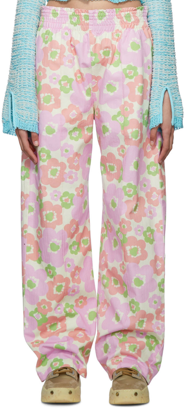 Acne Studios Off-White Flower Print Trousers