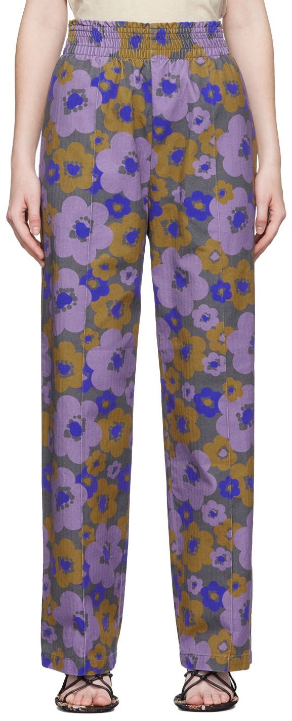 Acne Studios Purple Flower Print Trousers