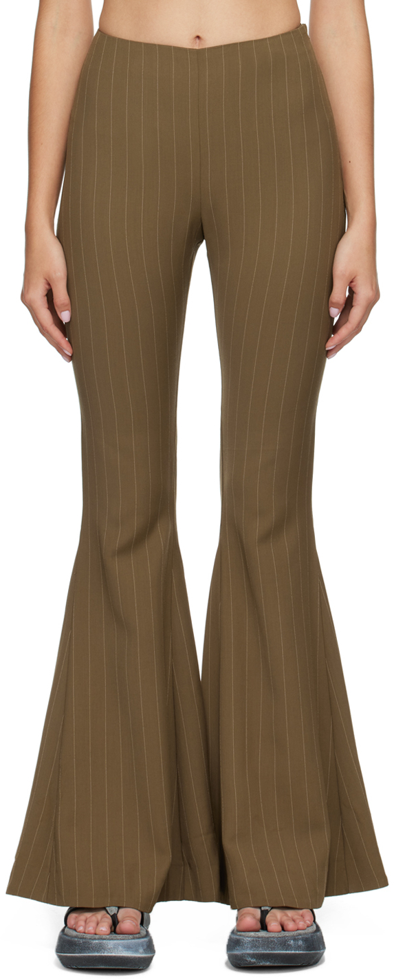 Acne Studios Khaki Flared Stripe Trousers