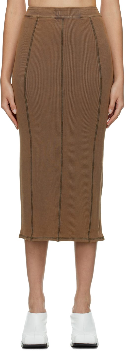 Acne Studios Brown Ribbed Midi Skirt