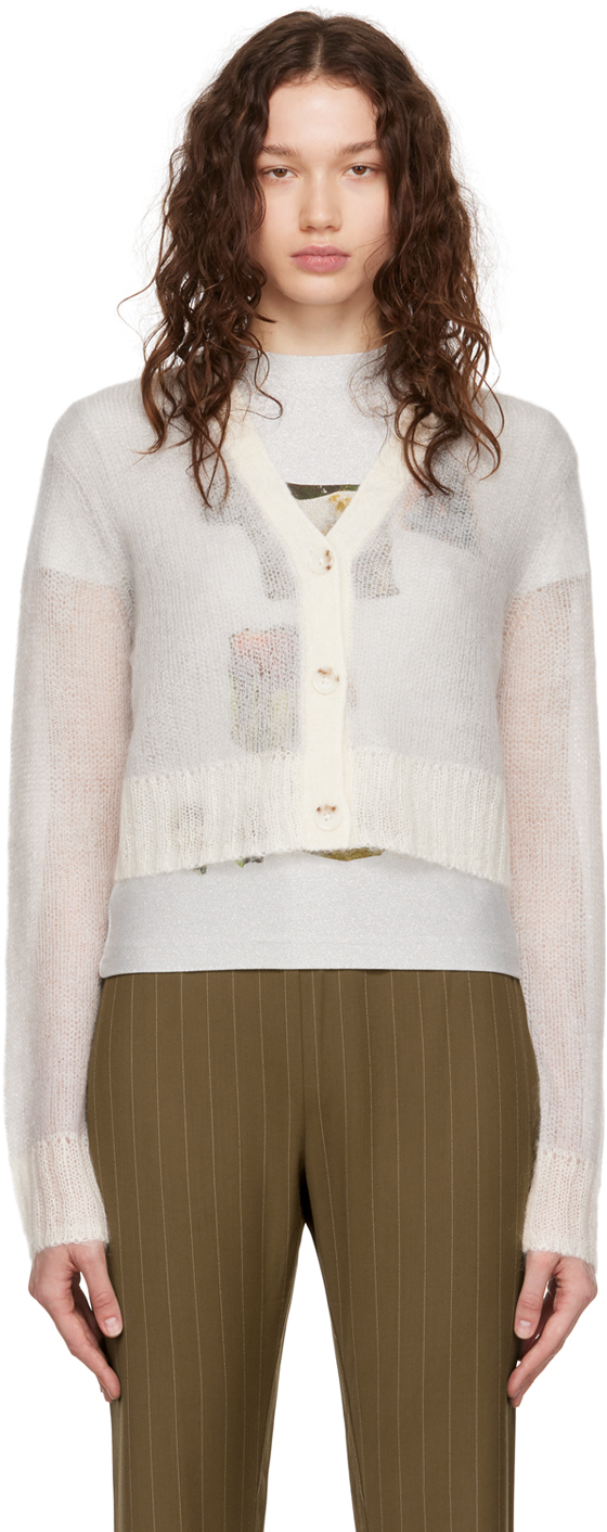 Acne Studios Off-White Cropped Cardigan