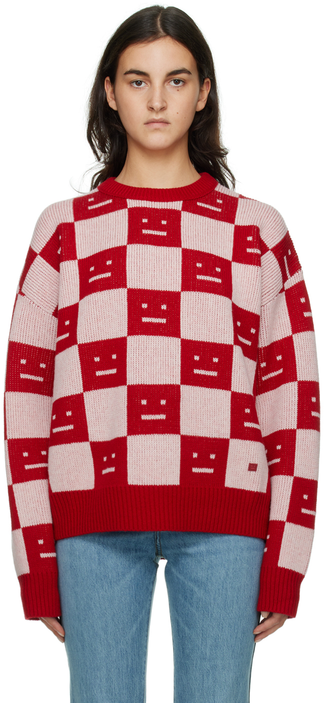 Acne Studios Red & Pink Crewneck Sweater