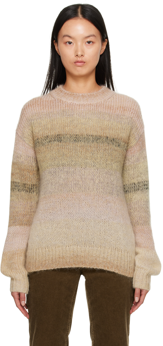 Shop Acne Studios Beige Striped Sweater In Warm Beige/multi