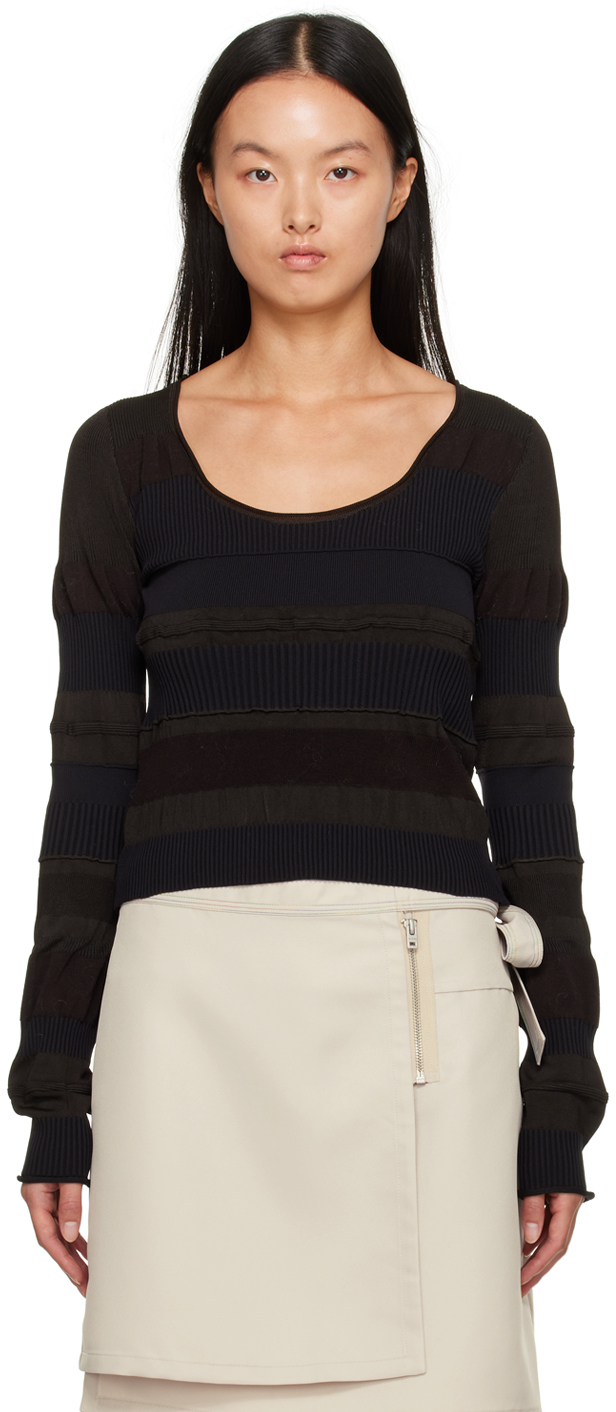 Shop Acne Studios Black & Brown Paneled Sweater