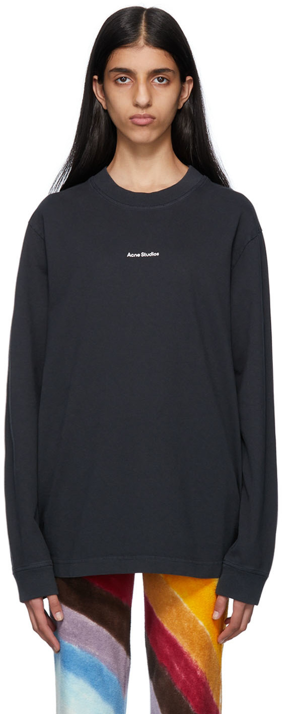 Black Organic Cotton Long Sleeve T-Shirt by Acne Studios on Sale