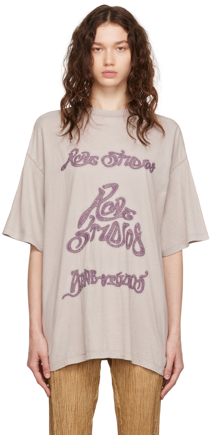 Acne Studios Taupe Embroidered T-Shirt