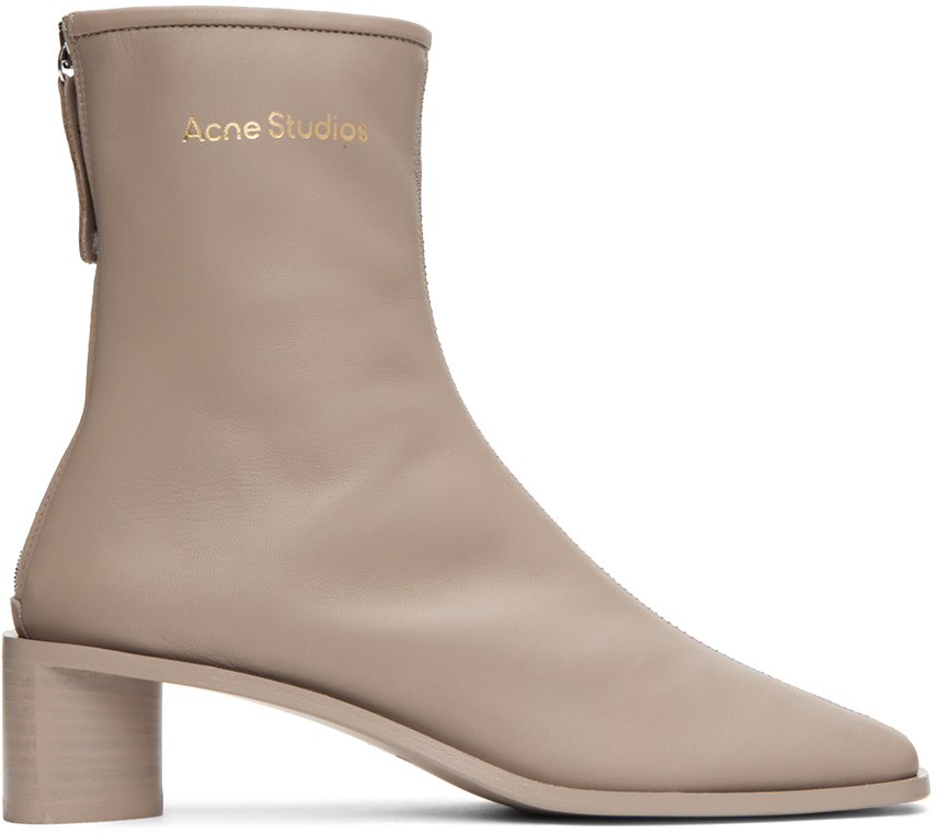 Taupe Branded Ankle Boots by Acne Studios on Sale