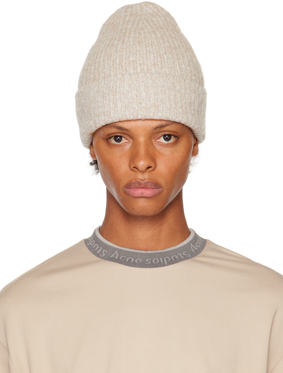 Off White Ribbed Beanie