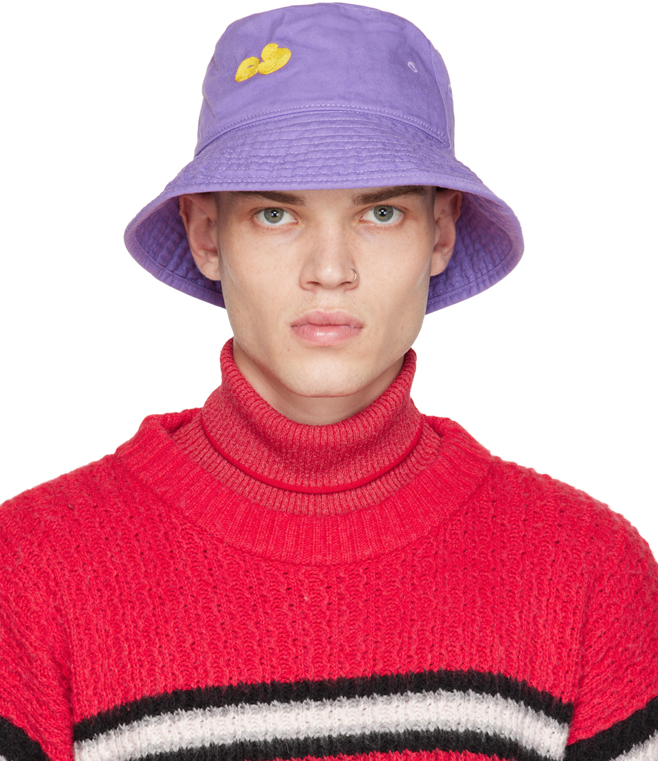 Purple Embroidered Bucket Hat
