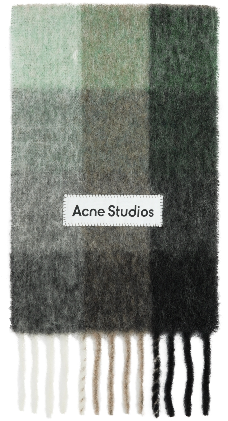 Acne Studios ブラック チェック マフラー