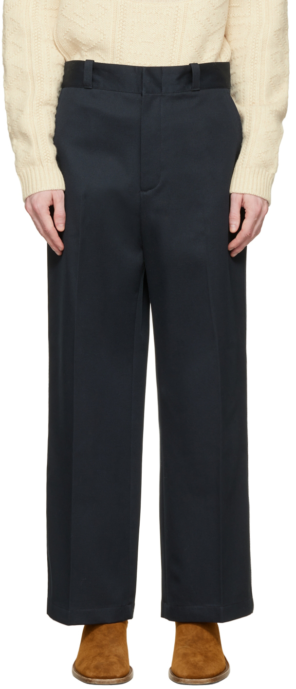 Acne Studios: Navy Casual Trousers | SSENSE